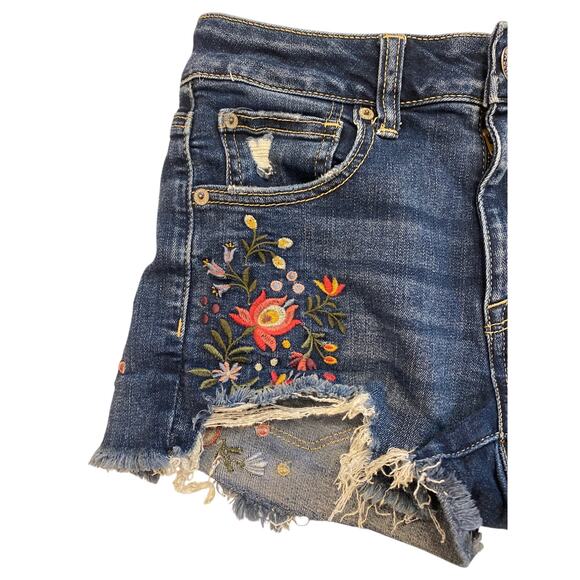 American Eagle Jean Shorts Womens 6 Blue High Rise Shortie Cut Off Boho Hippie - Picture 3 of 11